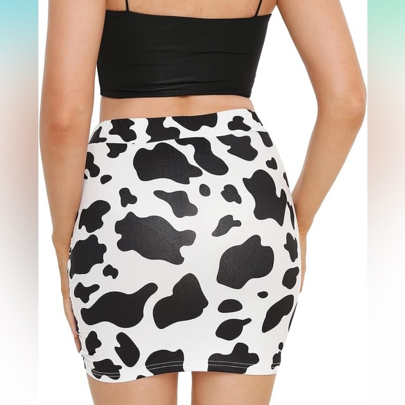 NWT Verdusa Ruched High Waist Cow Print Skirt - Size S - Picture 4 of 5